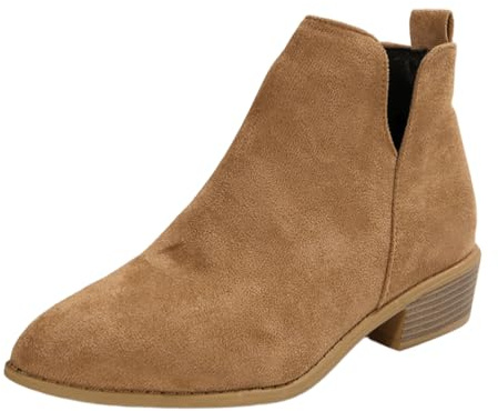 MlYJmer Botas de Mujer para Tobillo, Moda Casual, con tacón Grueso, deslizables, con Cremallera,Marrón,36 EU