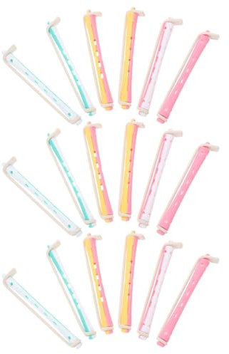DECOMELODY Varillas para Permanente para Cabello Corto y Largo, 18 Unidades de Plástico sin Calor, 0,9 Cm de Diámetro, Kit de Rulos para Ondas Frías en Colores, Ideales para Peluquería