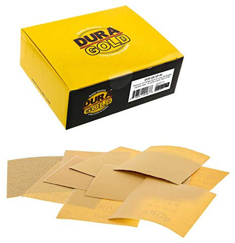 Dura-Gold Premium 80, 120, 150, 220, 240, 320, 400, 600, 800, 1000 Grit 1/4 Sheet Size Gold Sandpaper with Hook & Loop Backing, 5.5 x 4.5, 4 Each 40 Total - Wood Woodworking Automotive, Palm Sanders
