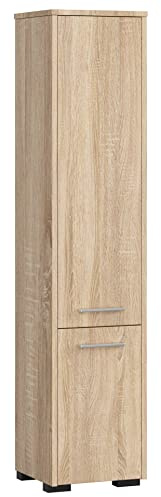 AKORD | Mobile Alto da Bagno FIN 2D | 30x140x30 cm, peso 25 kg | 2 Ante | Moderna Mobiletto | Armadio a muro | Armadietto chiuso in piedi | Adatto Anche come Pensile | Rovere Sonoma
