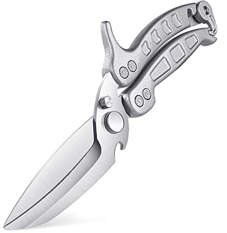 DRAGON RIOT Forbici da Cucina Staccabili, Forbici da Cucina Professionali a Dente di Squalo per Impieghi Gravosi, Multifunzione per Tagliare Ossa, Carne, Pollame, Verdure e Frutti di Mare, Argento