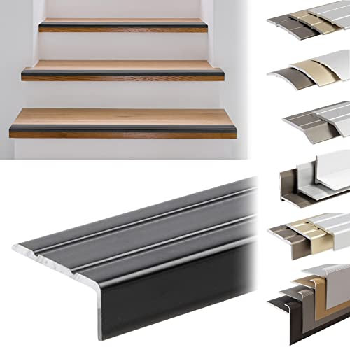 KARAT Stair Nosing Edge Profile, Transition Strips, Angle Profiles for Floors, Steps, Stairs and Walls (Angle Profile, L-Shape - Black, 1000 x 24.5 x 10 mm - Self-Adhesive)