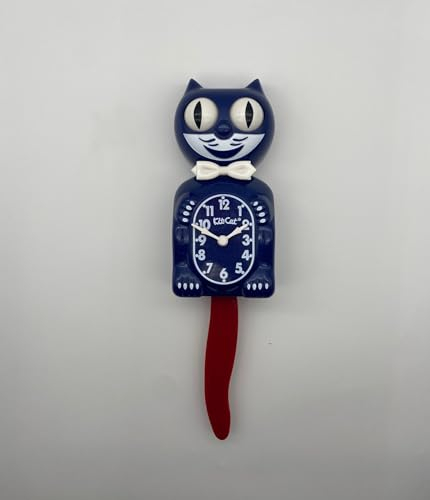 Kit-Cat Clock® Wanduhr, Limited Edition, rot, weiß und galaxieblau, ikonische Retro-Katzenuhr mit beweglichen Augen und Schwanz, batteriebetrieben, perfekt für Heimdekoration