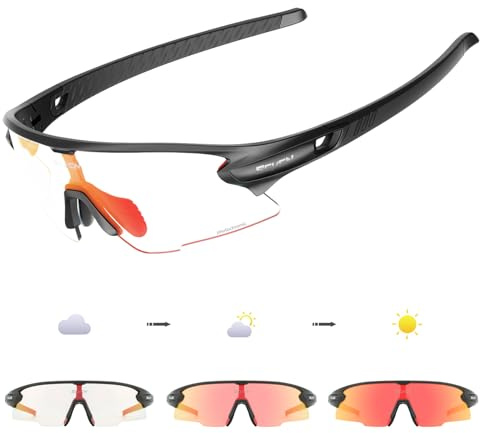 SCVCN Fotokromatiska självtonande cykelglasögon för män kvinnor klara sportsolglasögon TR90 ram sport cykling MTB cykelglasögon UV400 skydd sportglasögon löpning triathlon baseball S2
