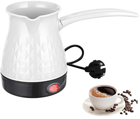 Vegena Cafetière Turque, 500ml Machine À Expresso À Induction, Cafetière Turque, Machine À Café Électrique Turque, Cafetière Électrique Pour La Maison, Le Bureau Les Voyages (Blanc)