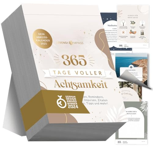 Lebenskompass® Abreißkalender 2025 - Tagesabreißkalender 2025 für 365 Tage Achtsamkeit und Inspiration - Abreisskalender 2025 täglich Sprüche, Übungen und Tipps für ein erfülltes Jahr