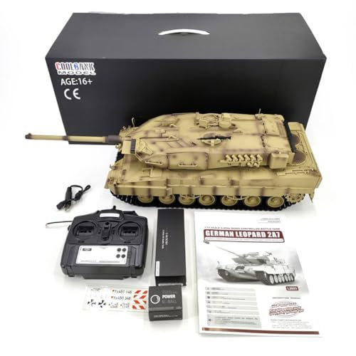 ToyGhillied RC Panzer Modell, 1:16 Deutscher Leopard Infrarot 2A7 Kampfpanzer, Militär RC Geländepanzer für Erwachsene (Basisversion)