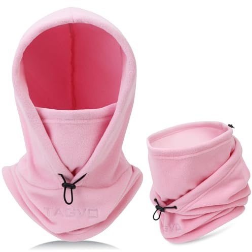 TAGVO Balaclava vindtät skidmask termisk fleece huva vinter mångsidig användning unisex ansiktsmask varm & andningsbart ansiktsskydd tungvikt nackvärmare för vinter utomhussport, 1 st Ljusrosa, one