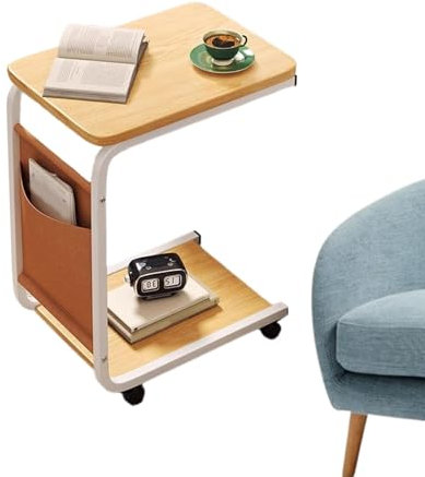 Divano a di C – Tavolo portatile, robusto telaio in metallo | Elegante comodino in marmo finto top, tavolo da spuntino moderno in legno, per letto, divano, casa, lavoro, Place Decor Top Nightts