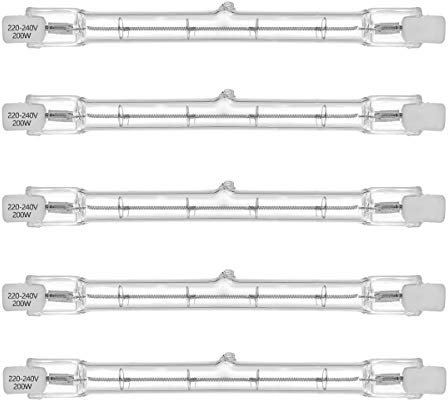 VINBE 200W ECO HaloLine Halogenröhre, Sockel R7S, 118MM Halogenröhrenlampe, 230V, 200W, Dimmbar, 2700K Warmweiß (5 Stück)