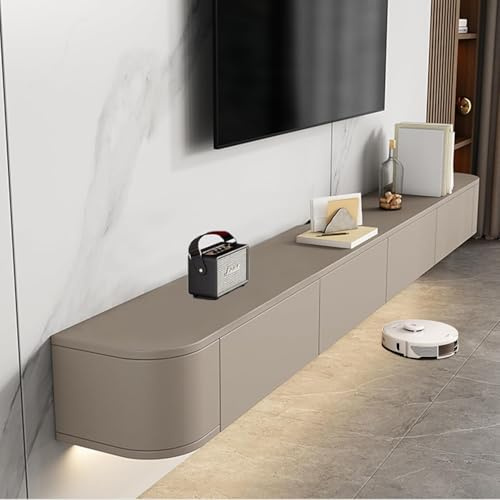 Aipunlus Mobile TV a Parete in Legno Massello, Mobile Sotto TV Sospeso, Design Moderno, Struttura Sospesa per Soggiorno/Camera da Letto, Legno Naturale e Costruzione Resistente (Khaki, 240cm/94.5in)