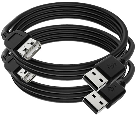 Mygatti USB 2.0 Verlängerungskabel 1 m/2 Stück,Schwarz Typ A Stecker auf Buchse Verlängerungskabeladapter,kompatibel mit Tastatur,Maus,Flash-Laufwerk,Festplatte und mehr