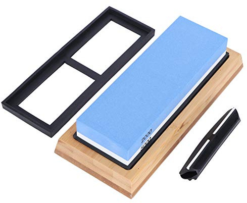 White Corundum Sharpening Stone, Double - Sided 2000 and 5000 Grit, Base with Angle Guide - Durable Wear - Material, Non - Slip Silicone Base, for