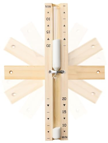 Sauna 20 Minute Hourglass Sand Timer,Rotating Sand Clock 20 Min,Reloj De Arena,Wooden White Sand Watch Hear Resistant Wood Hour Glass Sandglass for Sauna &SPA Room