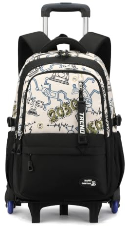 FANDARE 2 i 1 skolryggsäck med hjul vagn ryggsäck 35 l vattentät Oxford laptopfack 15,6 tum ergonomisk vadderade axelband för studenter flickor pojkar resa affärer, Svart C, L, Ryggsäck Ryggsäckar