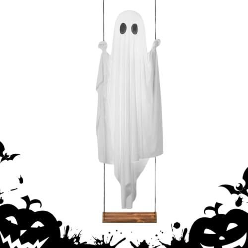 Gungande spöke utomhusdekor Skräckinjagande batteridriven LED-belysning | Halloween trädgårdsdekorationer utomhusanvändning passar för spökhus, trädgård, , träd, fönster, och
