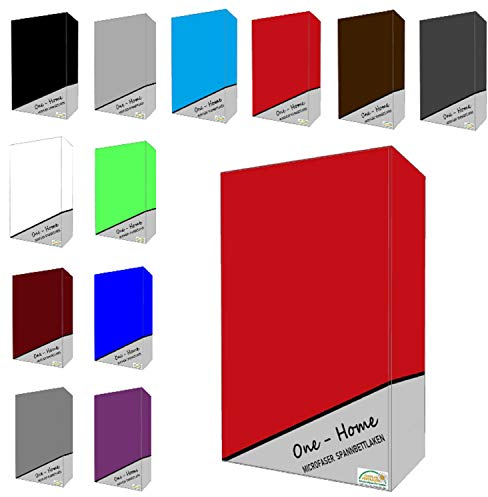 one-home Microfaser Spannbettlaken Spannbetttuch Bettlaken Betttuch mit Rundumgummi, Farbe:Rot, Maße:90x200 cm - 100x200 cm