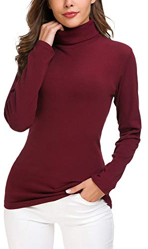 EXCHIC Långärmad polotröja för kvinnor smal passform stickad pullover tröja toppar