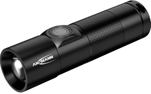 ANSMANN LED Taschenlampe T350FR mit 300 Lumen & 4 Funktionen - Handlampe aufladbar über USB, fokussierbar, dimmbar, IP54 Staub- & Spritzwasserschutz - 5W Akku Arbeitsleuchte für Werkstatt & Camping