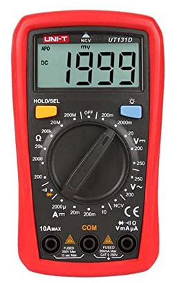 Silver Electronics - Multimetro (UT131D), Tamaño: palma de mano, Rango manual, Mide: Capacitancia, Resistencia y Frecuencia, Comprobador de diodos y continuidad, Display máximo de 2.000
