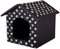 PillowPrim Hundehütte Hundehöhle Hundebett Hundehaus Katzenhöhle Größe XXXL - 76x72 cm schwarz mit Pfoten