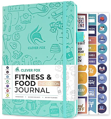 Clever Fox Fitness & Food Journal, Workout Planner, 5.8x8.3 Turquoise