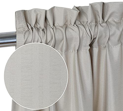 CAROMIO Lot de 2 Rideaux Brise-bise imperméables Modernes Demi-café pour Cuisine - Structure à Motif gaufré - Rideau Court pour Petites fenêtres - 2 x l 76 cm x H 76 cm - Taupe