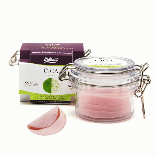 Ardaraz Discos de Renovación Celular con Asiaticoside y CiCa. Exfoliante facial suave con efecto Regenerador Anti Acné. Peeling quimico facial de uso diario limpiador de poros. 50 discos algodón