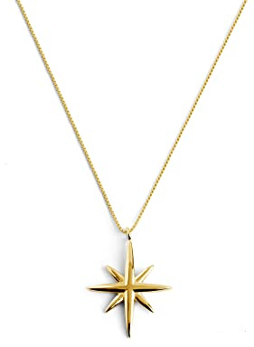 SINGULARU - Collar Guidance. Colgante en Plata de Ley 925. Cadena de Talla Unica. Collar Combinable Motivo Estrella. Baño en Oro de 18 Kt. Joyas para Mujer