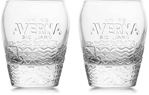 2 Stück Original Averna Amaro Siciliano Gläser Glas mit Averna Logo bzw. Gravur, Transparent