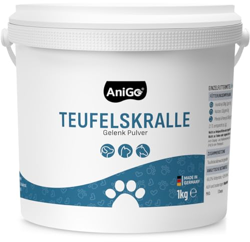 AniGo Teufelskralle für Hunde, Katzen & Pferde 1kg - Teufelskrallenpulver, Teufelskrallenwurzel, Gelenkpulver, zur Unterstützung agiler Gelenke und der Beweglichkeit