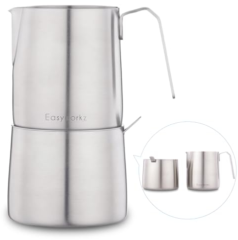 Easyworkz Stainless Steel Sugar Bowl and Creamer Set, with Spoon and Anti-Drip Spout, Stackable Design, Brushed Silver