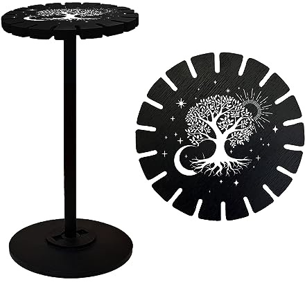 AHANDMAKER Supporto per pendolo in cristallo, in legno, espositore per oggetti da strega, espositore in cristallo nero per pendolo, espositore in cristallo per stregoneria, regalo per 18 collane a