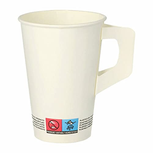 VEPATIM 80 Henkelbecher Kaffeebecher weiß Pappe beschichtet 200 ml