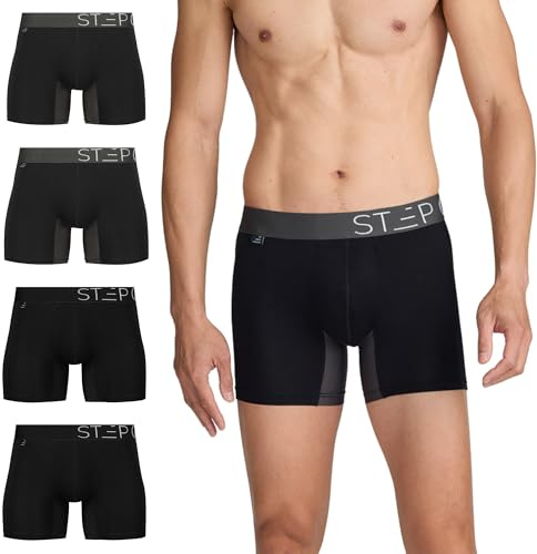 STEP ONE Mens Underwear Trunk Briefs, 4 Pairs, Underwear for Men, Moisture Wicking, 3D Pouch + No Ride Up Trunk Briefs Made from bamboo viscose