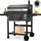 LIFERUN Grill Holzkohlegrill XXL, BBQ Smoker, Holzkohlegrill mit Deckel, Grillwagen Holzkohle mit Grillrost, 2PCS Rädern, Schornstein und Thermometer, Groß Kohlegrillwagen für Camping, Garten