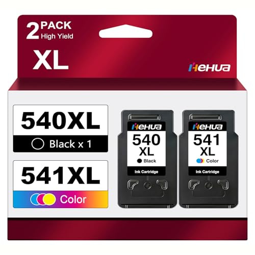 540XL 541XL PG-540 CL541 Compatible avec Les Cartouches d'imprimante Canon 540 541 XL pour Canon PIXMA TS5150 MG3650 MG3350 TS5151 MG3150 MG3250 MX535 MX475 MG4250 PG540XL CL541XL (1 Couleur 1 Noire