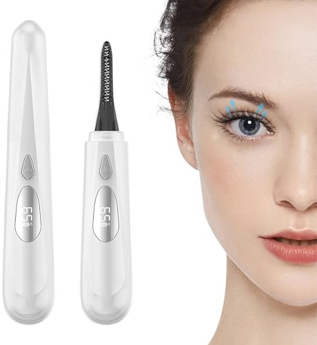 Piegaciglia Riscaldato Con Display, Spegnimento Intelligente, Controllo Preciso Della Temperatura Piega Ciglia Donna Elettrico per Un Trucco Naturale E Ricci a Lunga Durata (Bianco)