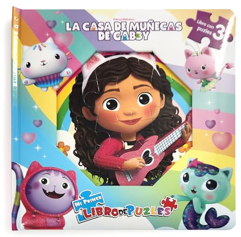 La Casa de Muñecas de Gabby Mi Primer Libro de Puzles - Rompecabezas para niños, libro de cartón de 10 páginas, 3 puzzles para disfrutar