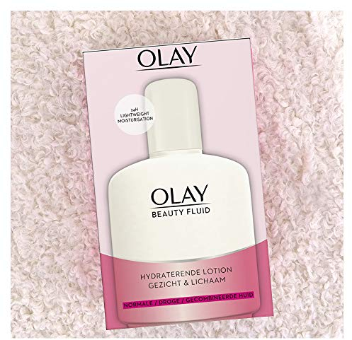 Glow Beauty Set: 1x100ml Olay ehemals Olaz Beauty Fluid Gesicht & Body + Frottee - Kosmetikband in Weiß