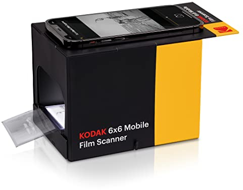 KODAK 6x6 Mobile Film Scanner, Convert and Save 6x6 Slides & Negatives [120 & 220 Film Formats] to Your Smartphone | Eco-Friendly Cardboard Scanner Box, LED Light Panel & Gloves