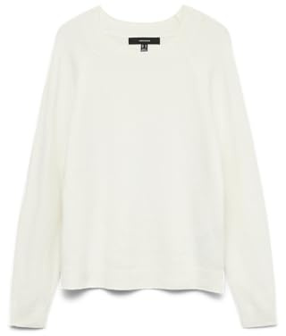Vero Moda Vmdoffy LS - Jersey de Cuello Redondo para Mujer, Blanco Nieve/Detalle: Melange, M