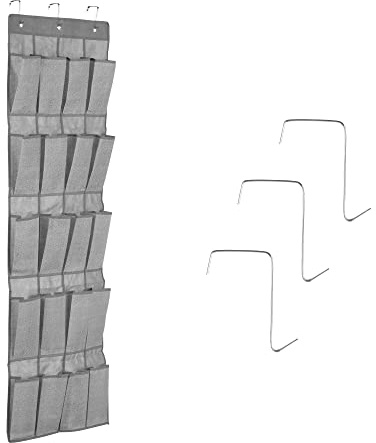 Navaris Hängeorganizer Hängaufbewahrung für Schuhe - Ordnungssystem Hängeregal mit 20 Taschen - Organizer passend für Jede reguläre Tür - dunkelgrau