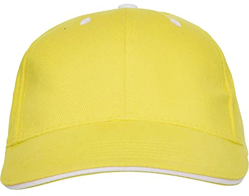 KINKIES Gorra Infantil de Colores 100% algodón - Gorra de Béisbol, para niñas y niños, con Agujeros de ventilación y Cierre de Velcro (Amarillo)