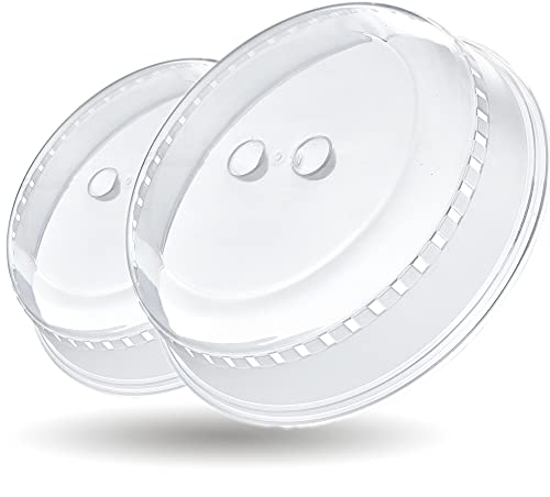 Kerafactum Mikrowellengeschirr Teller Mikrowellen Abdeckung Haube Aromaschutz Tellerglocke Tellerhaube Fliegenhaube Abdeckhaube Spritzschutz Fliegen Cloche Griffloch stapelbar Doppelpack Ø 26 & 23 cm
