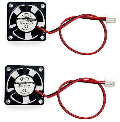 JZK 2 unidades 30 x 30 x 10 mm 2 pines CC 12 V silenciosos mini disipadores de calor 3010 con cables para impresora 3D