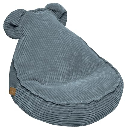 MEOWBABY Sitzsack Kinder – Bequemer Kindersessel mit Füllung – Sitzsack Kinderzimmer – Weicher Bodensessel für Kleinkinder – Waschbarer Bezug – Kindersitzsack für Mädchen & Jungen, Cord, Türkis