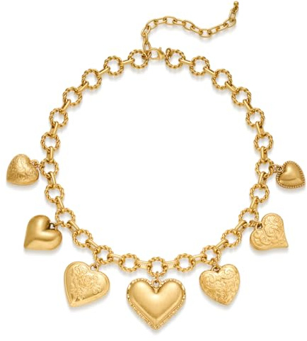 LILIE&WHITE Collana Donna Oro con Cuori Pendenti, Design Elegante e Raffinato, Antiallergica, Resistente alla Perdita di Colore, Regalo per Donna