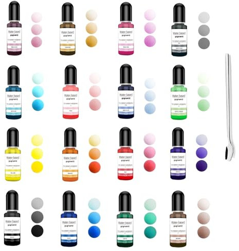 Femnow Farbe für Gießpulver, Gießpulver Farbe, Farbpigmente Gießpulver, 16 Farben Set für Beton Gips, Hochkonzentrierte Farbpigmente für Modellbau, Leicht lösliches Pulver, Betonfarbe Pulver Gipsfarbe