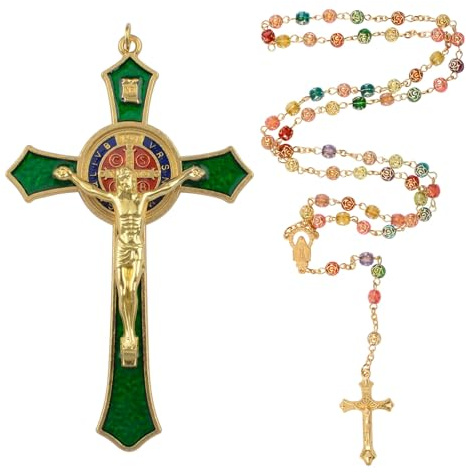 WANDIC 1 Kors av 11,7 cm, 1 Halsband med Kors, kristet Kors för att hänga på religiöst stycke av Jesus, Katolsk Dekoration för Bön, 13 x 8 cm, Metall